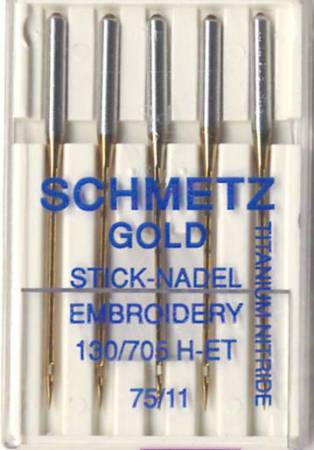 Schmetz Gold Titanium Embroidery Machine Needle Size 11/75 5ct