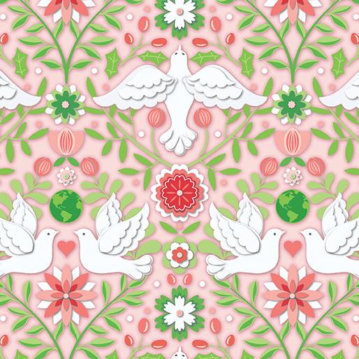 Peace on Earth - Damask - Coral