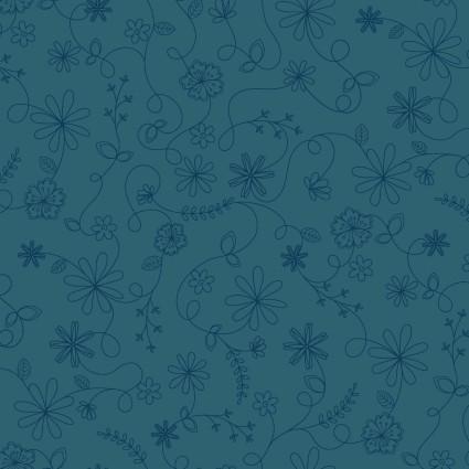 Vintage Flora - Swirl - Blue