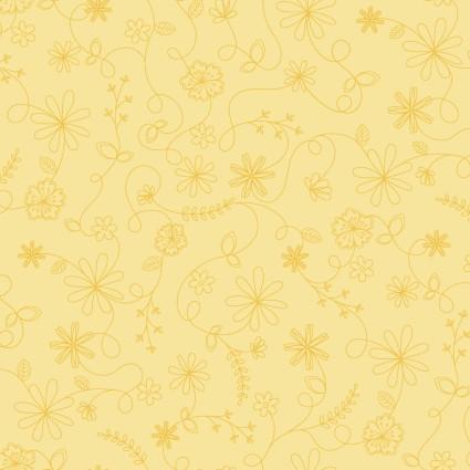 Vintage Flora - Swirl - Yellow